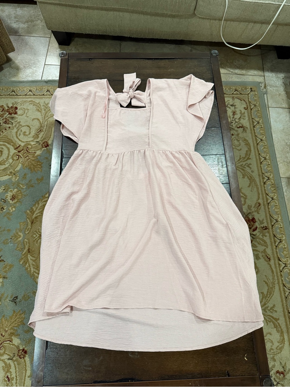 Heyson Monica Babydoll Tie Back Mini Dress in blush pink